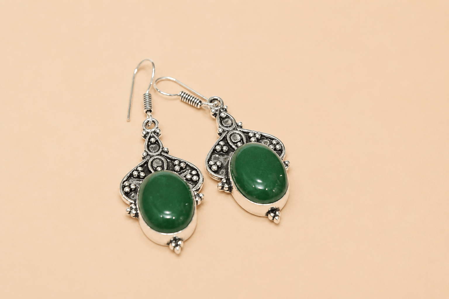 Natural Green Jade Earrings – Elegant Gemstone Jewellery for Harmony & Positivity - Image 2