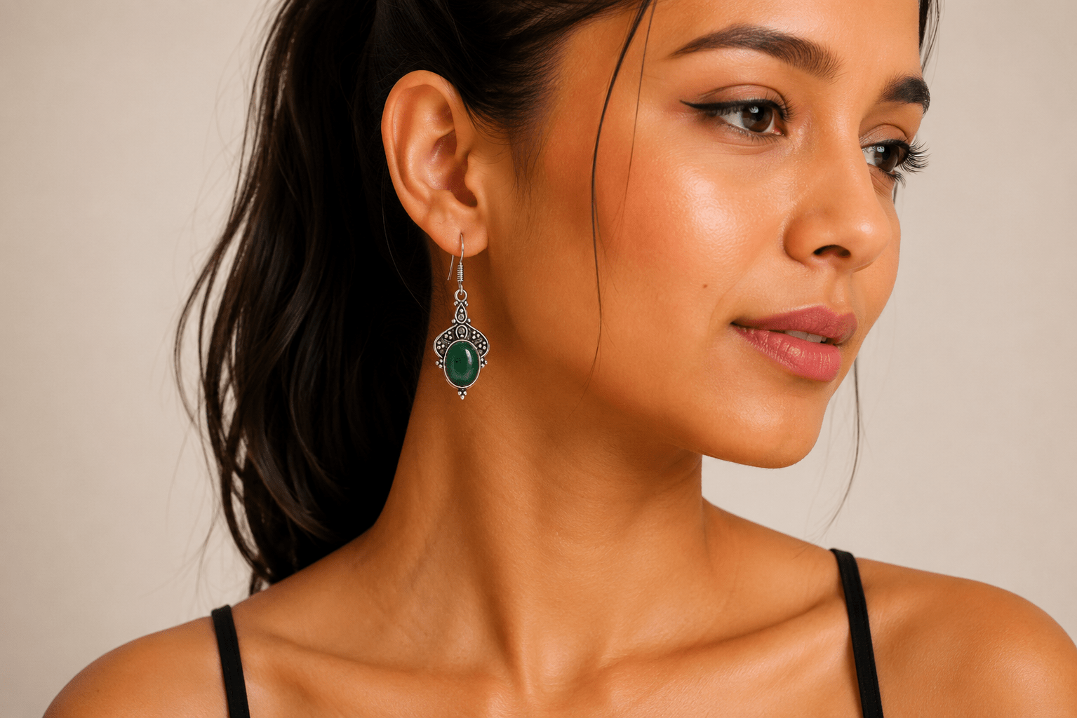 Natural Green Jade Earrings – Elegant Gemstone Jewellery for Harmony & Positivity - Image 3