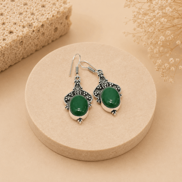 Natural Green Jade Earrings – Elegant Gemstone Jewellery for Harmony & Positivity