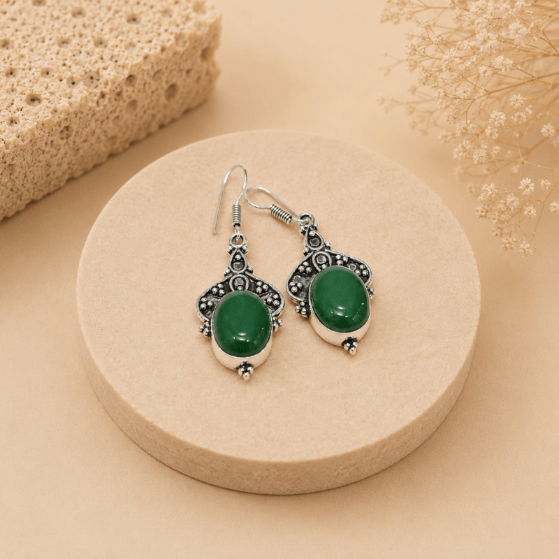 Natural Green Jade Earrings – Elegant Gemstone Jewellery for Harmony & Positivity