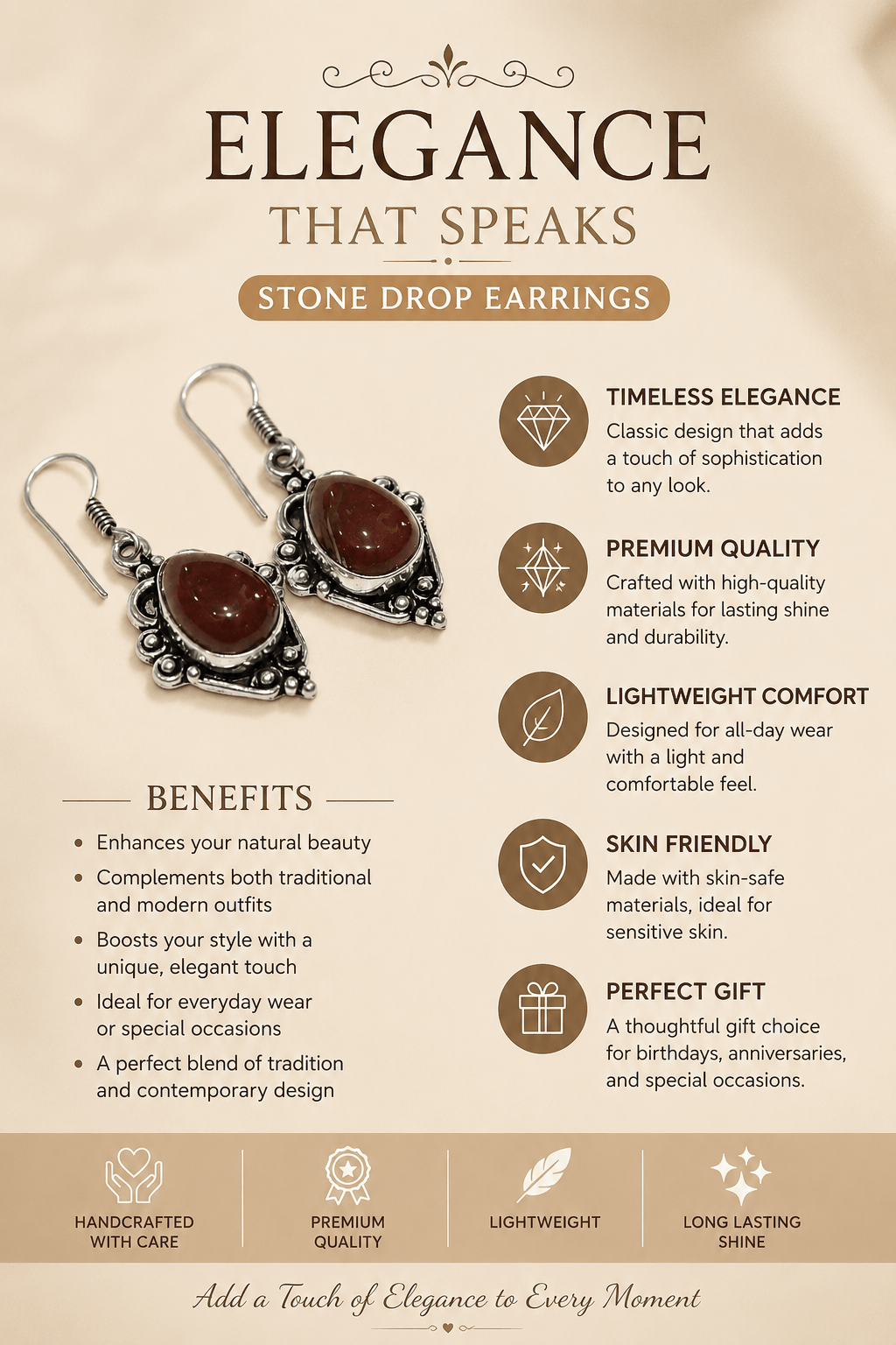 Elegant Carnelian Earrings – Vibrant Style & Confident Energy - Image 3