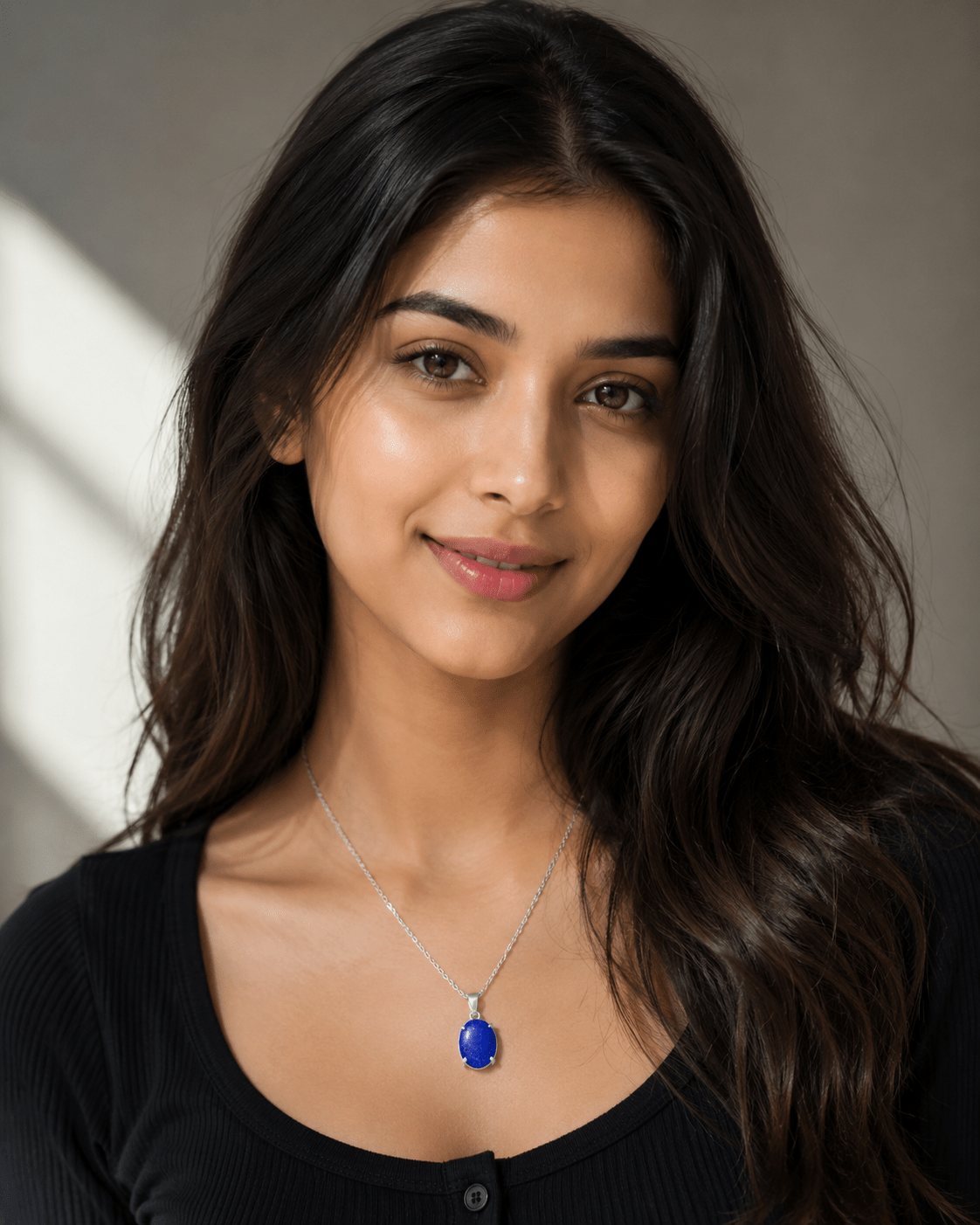 Natural Lapis Lazuli Oval Pendant – Premium Silver-Bezel Deep Blue Gemstone Pendant - Image 3