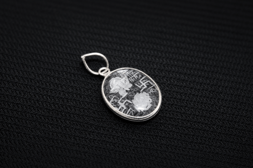 Natural Clear Quartz Pendant – Handcrafted Silver Beaded Gemstone Pendant - Image 2