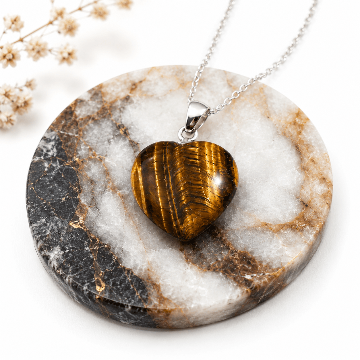 Natural Tiger Eye Heart Shape Pendant – Gemstone of Courage, Confidence & Protection