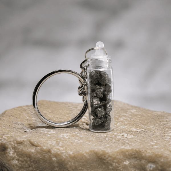 Pyrite Stone Bottle Keychain – Abundance, Confidence & Positive Energy