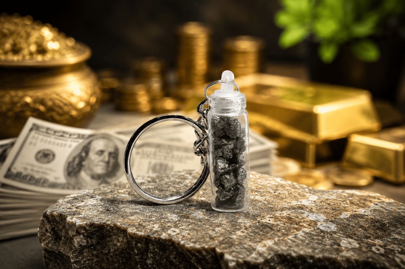Pyrite Stone Bottle Keychain – Abundance, Confidence & Positive Energy - Image 3