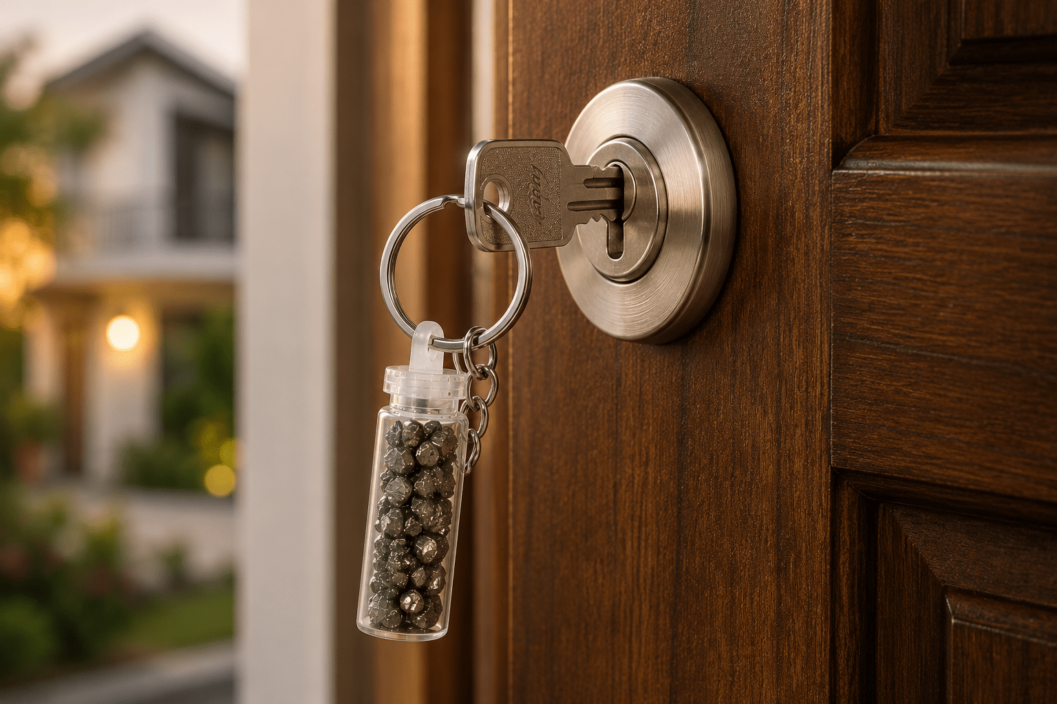Pyrite Stone Bottle Keychain – Abundance, Confidence & Positive Energy - Image 8