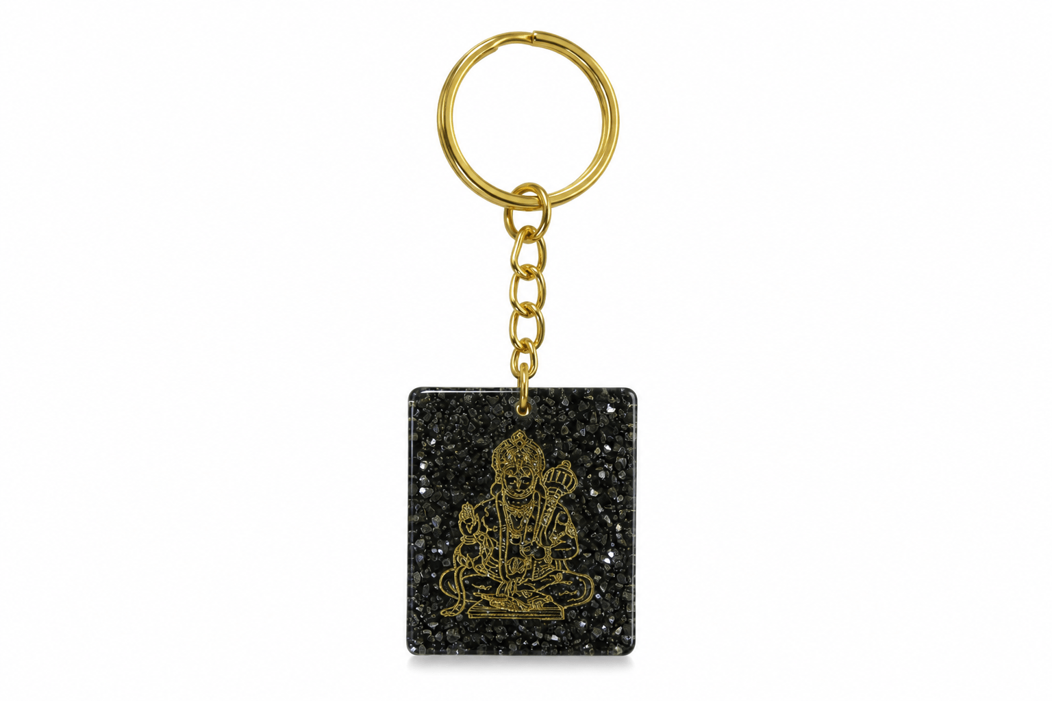 Pyrite Stone Hanuman Keychain – Strength, Protection & Prosperity - Image 2