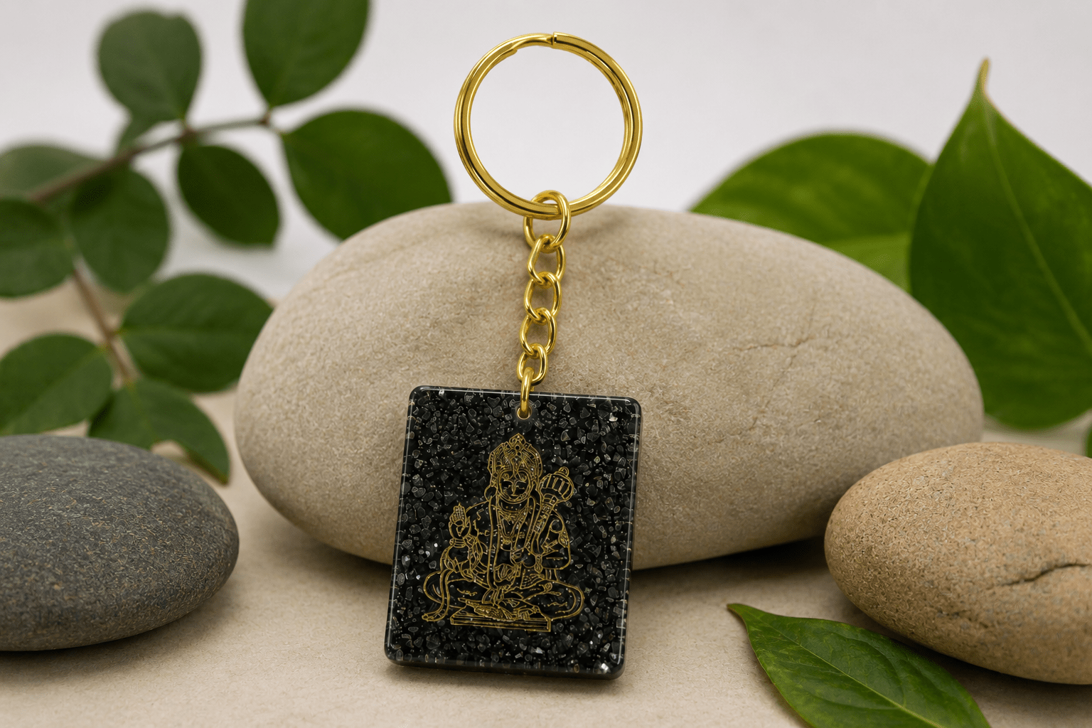 Pyrite Stone Hanuman Keychain – Strength, Protection & Prosperity - Image 3