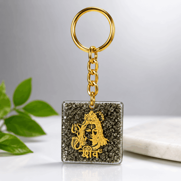 Pyrite Stone Shiva Keychain – Symbol of Abundance, Confidence & Positive Energy