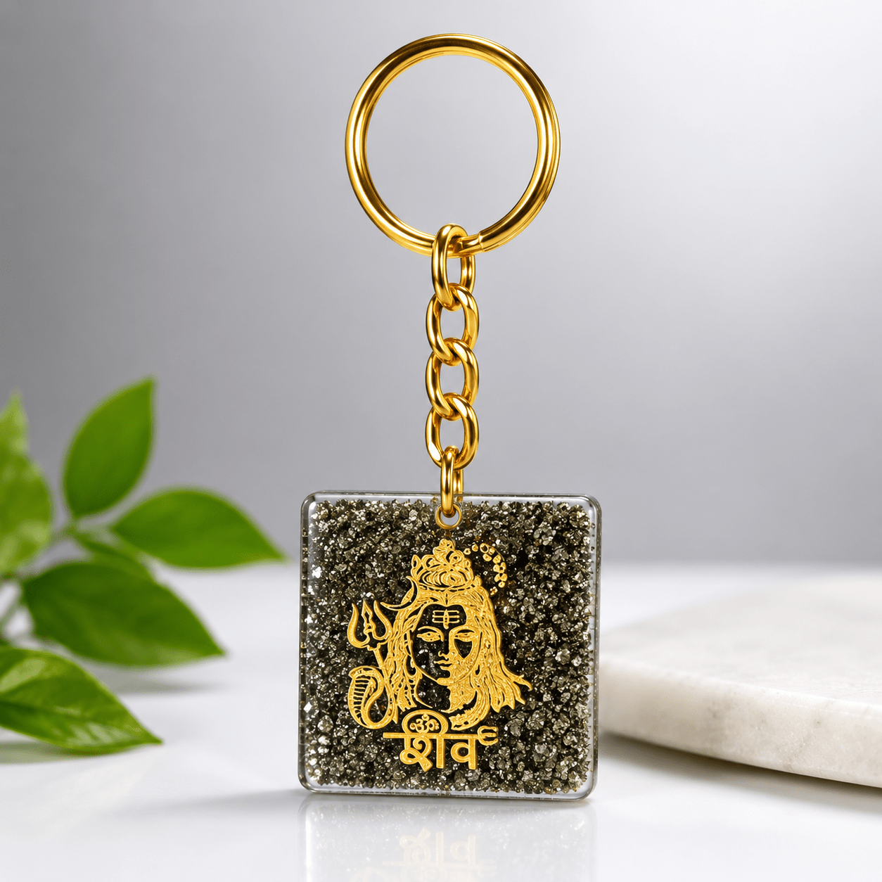 Pyrite Stone Shiva Keychain – Symbol of Abundance, Confidence & Positive Energy