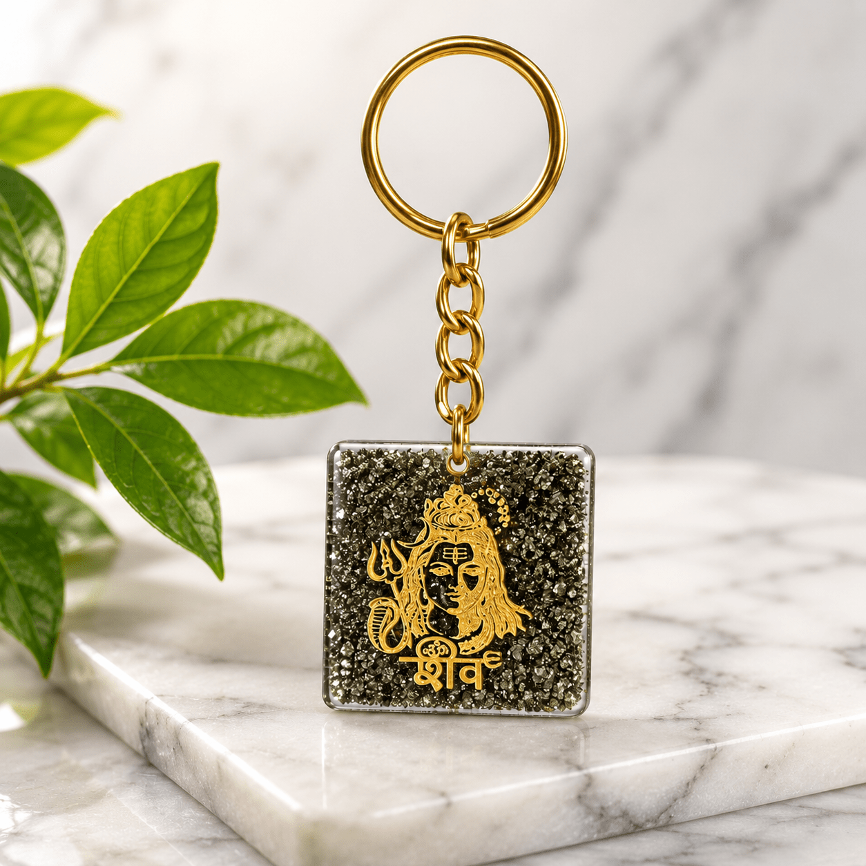 Pyrite Stone Shiva Keychain – Symbol of Abundance, Confidence & Positive Energy - Image 4