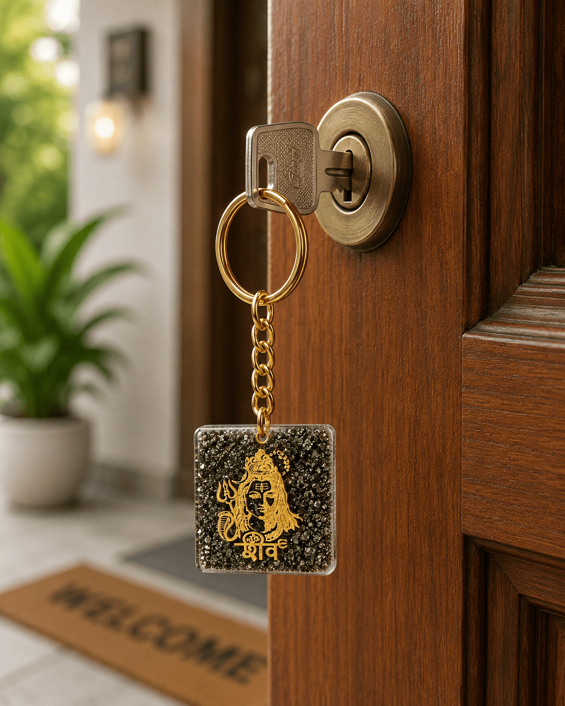 Pyrite Stone Shiva Keychain – Symbol of Abundance, Confidence & Positive Energy - Image 5