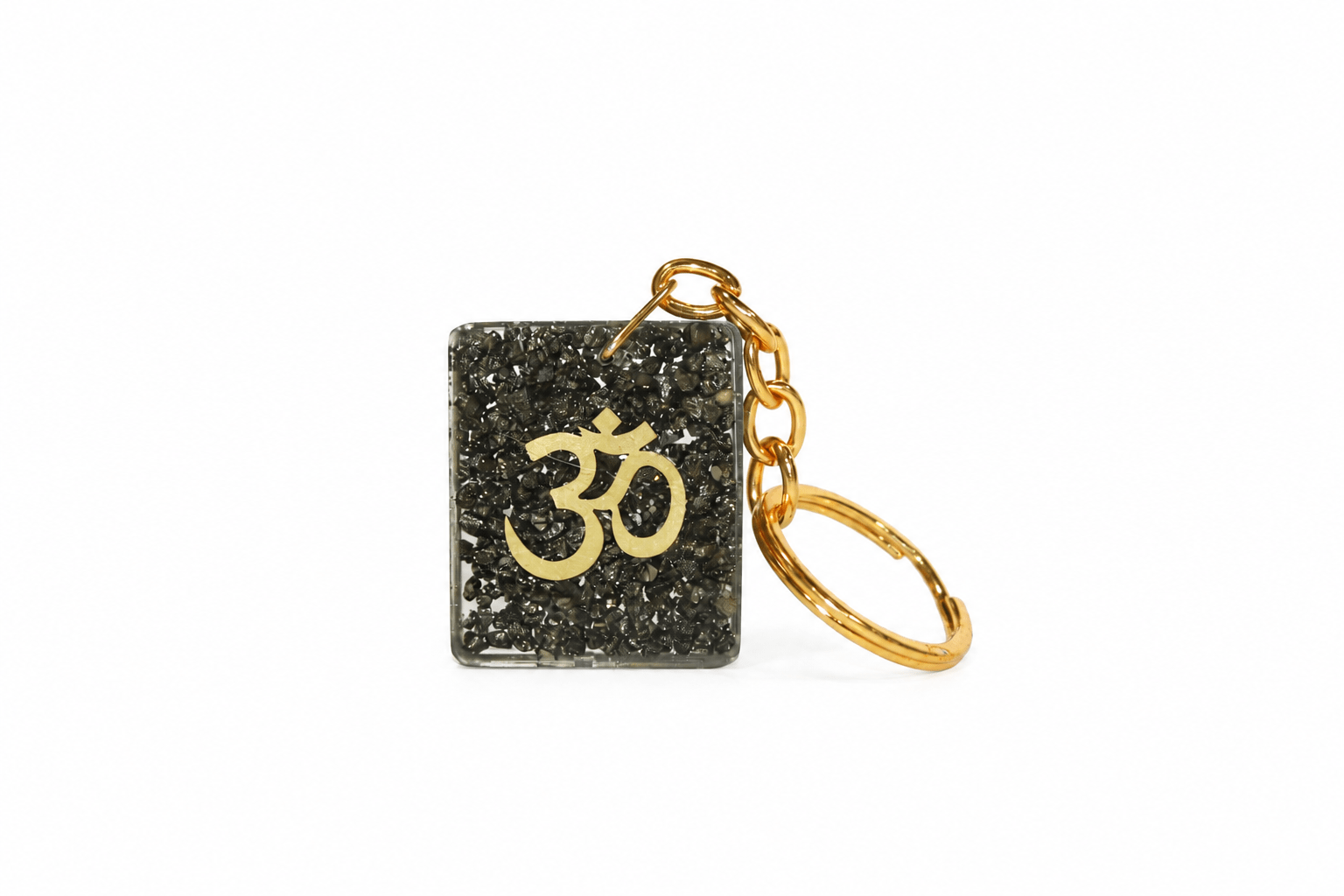 Pyrite Stone Om Keychain – Symbol of Abundance, Confidence & Positive Energy - Image 2