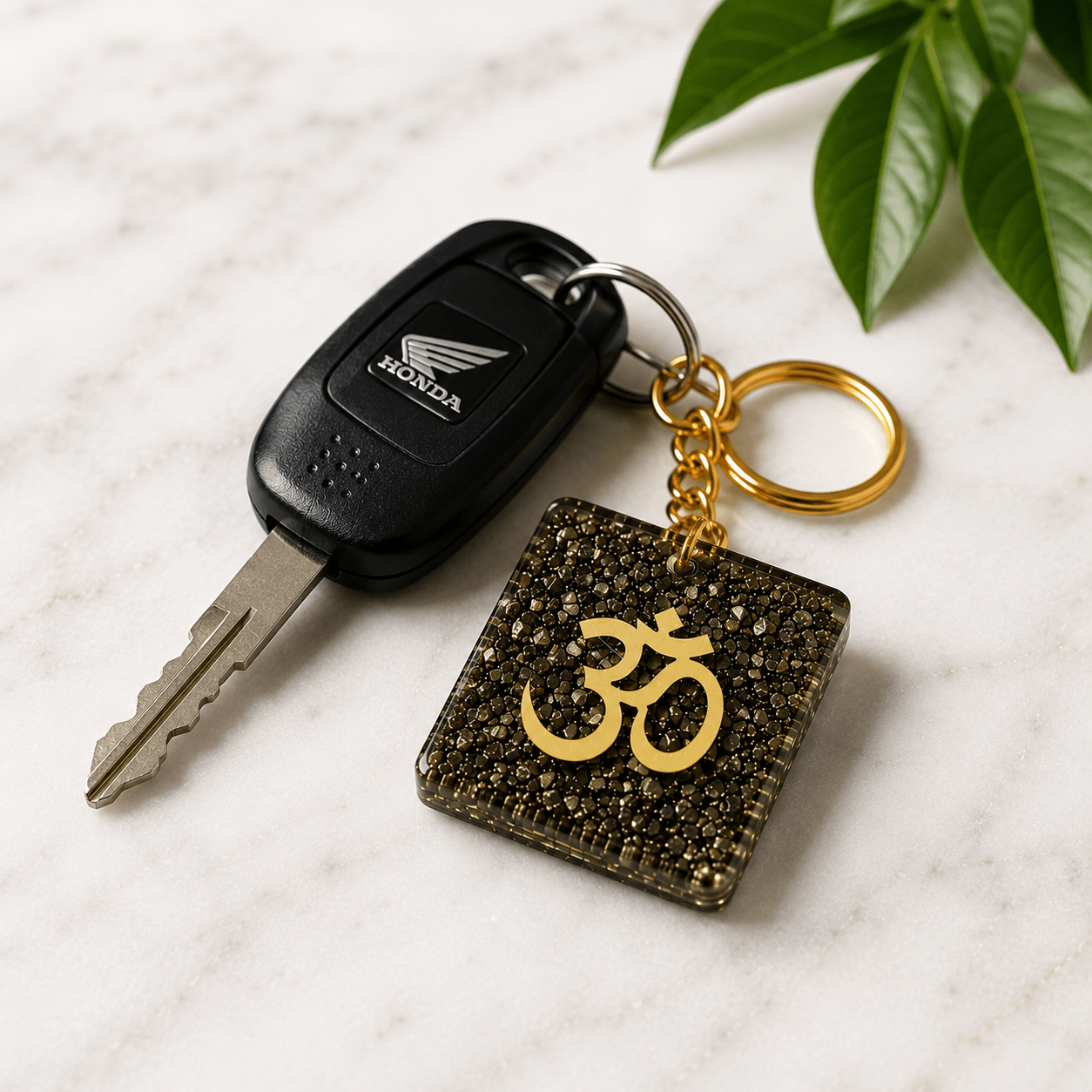 Pyrite Stone Om Keychain – Symbol of Abundance, Confidence & Positive Energy - Image 7