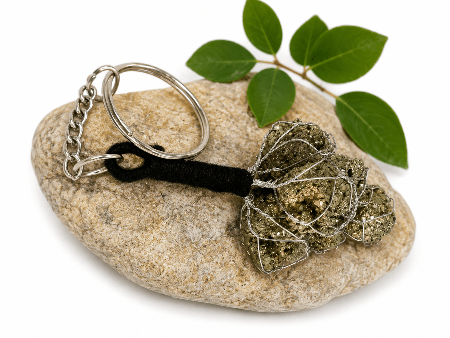 Natural Raw Pyrite Keychain – Symbol of Wealth, Confidence & Protection - Image 3