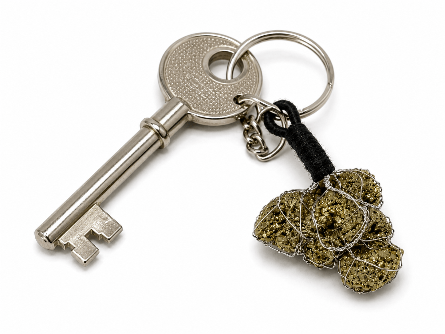 Natural Raw Pyrite Keychain – Symbol of Wealth, Confidence & Protection - Image 7