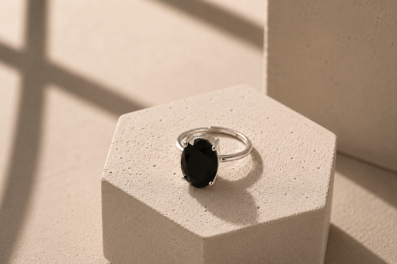 Black Hakik Stone Ring – Protection, Strength & Positive Energy