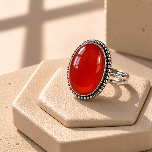 Carnelian Stone Ring - Bold Energy & Timeless Warmth: Handcrafted Carnelian Stone