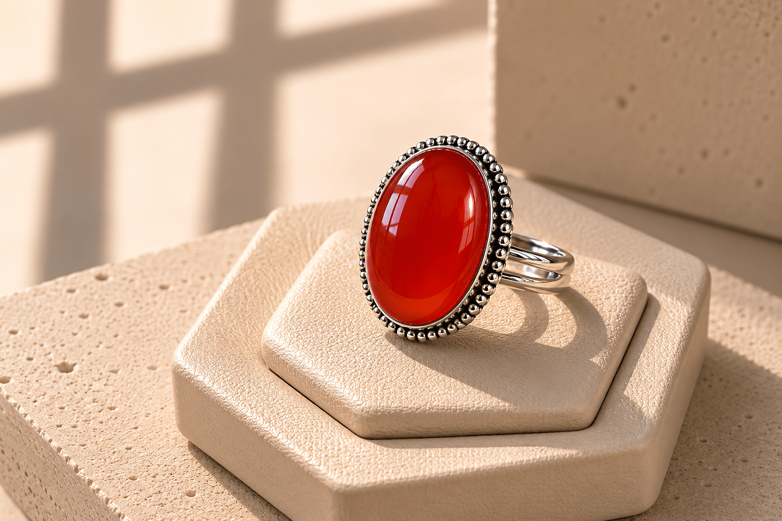 Carnelian Stone Ring - Bold Energy & Timeless Warmth: Handcrafted Carnelian Stone