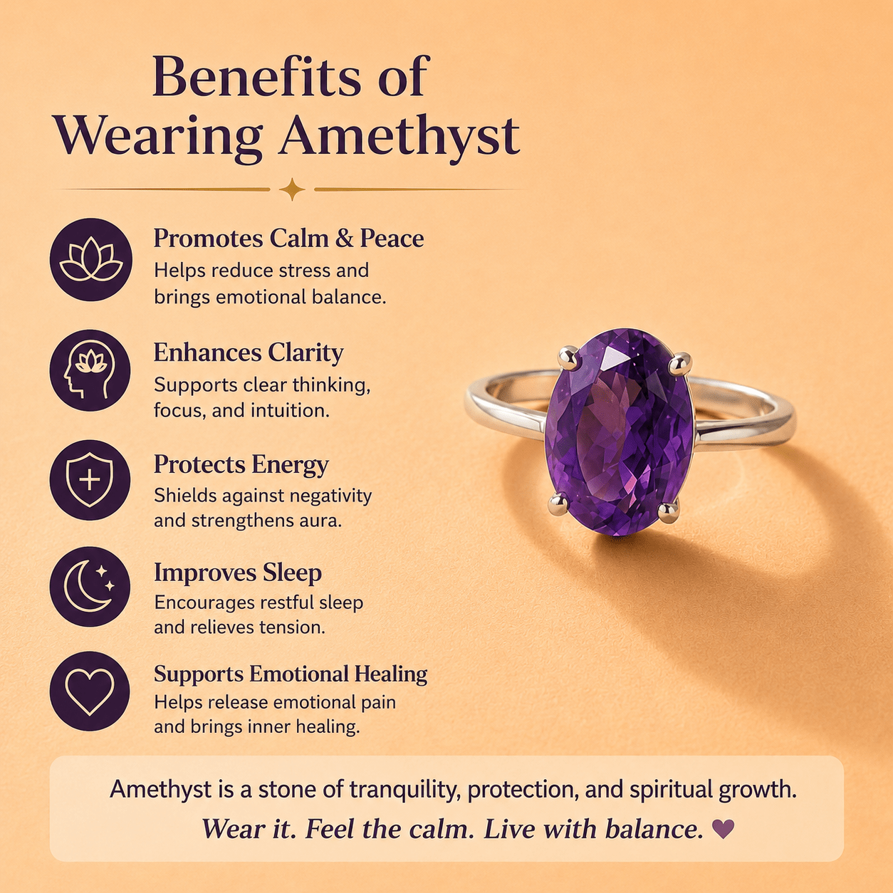 Elegant Amesthyst Ring – Timeless Beauty & Calming Energy - Image 5