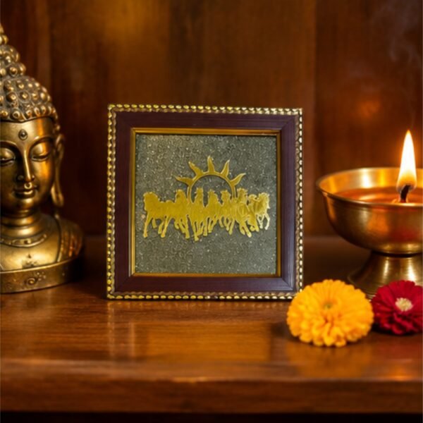 Raw Pyrite Frame: Premium Wall & Table Top Decor for Abundance