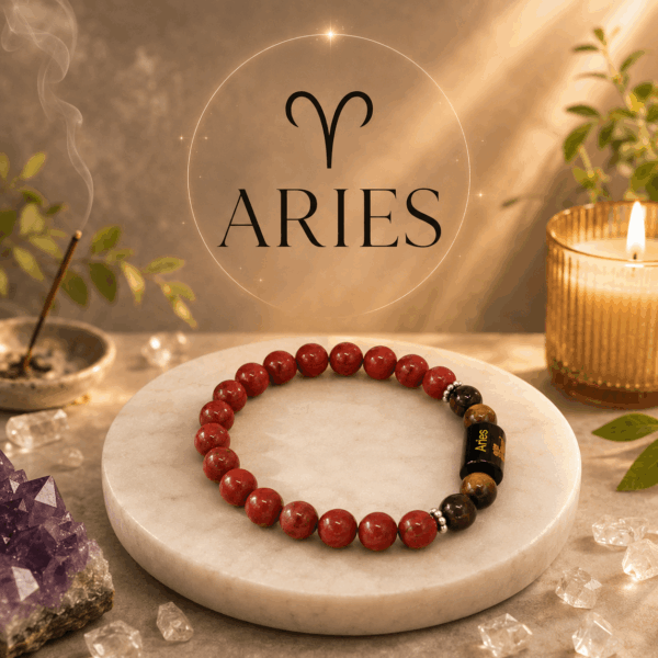 Aries Zodiac Energy Bracelet – Red Jasper & Tiger Eye