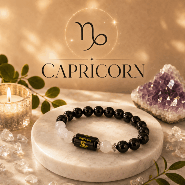 Capricorn Zodiac Bracelet – Black Onyx & Rose Quartz