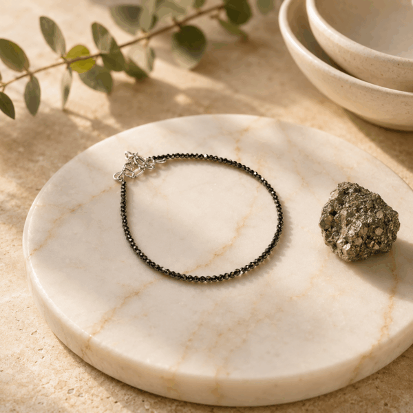 Natural Pyrite Stone Anklet – Abundance, Confidence & Elegant Style