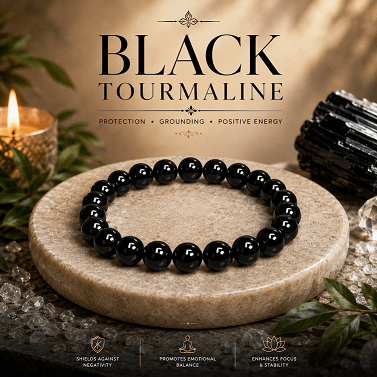Natural Black Tourmaline Bracelet – Protection, Grounding & Inner Strength