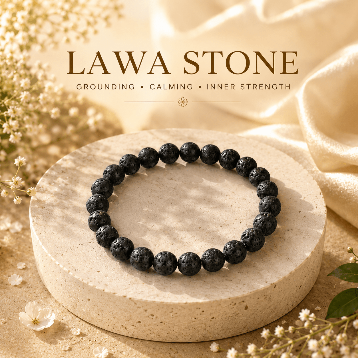 Natural Lava Stone Bracelet – Grounding Energy & Inner Strength
