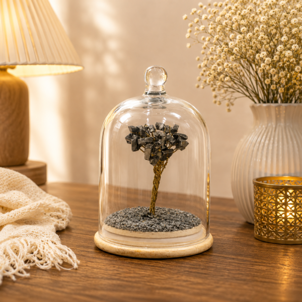 Pyrite Crystal Tree Glass Dome – Wealth, Confidence & Prosperity