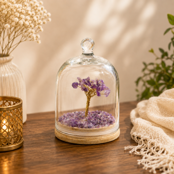 Amethyst Crystal Glass Dome – Peace, Protection & Spiritual Elegance