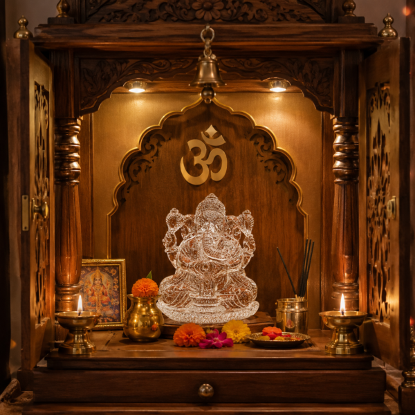 Clear Quartz Ganesha Statue – Divine Clarity, Positivity & Prosperity