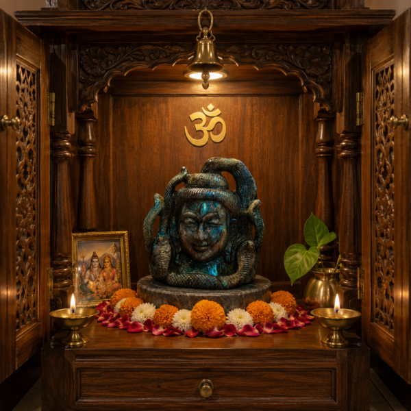 Labradorite Adiyogi Shiva Statue – Intuition, Protection & Spiritual Transformation