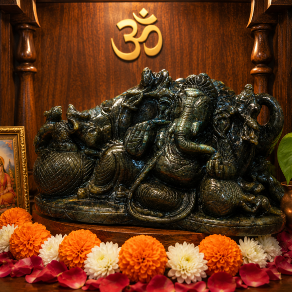 Labradorite Ganesha Statue – Divine Wisdom, Protection & Positive Energy