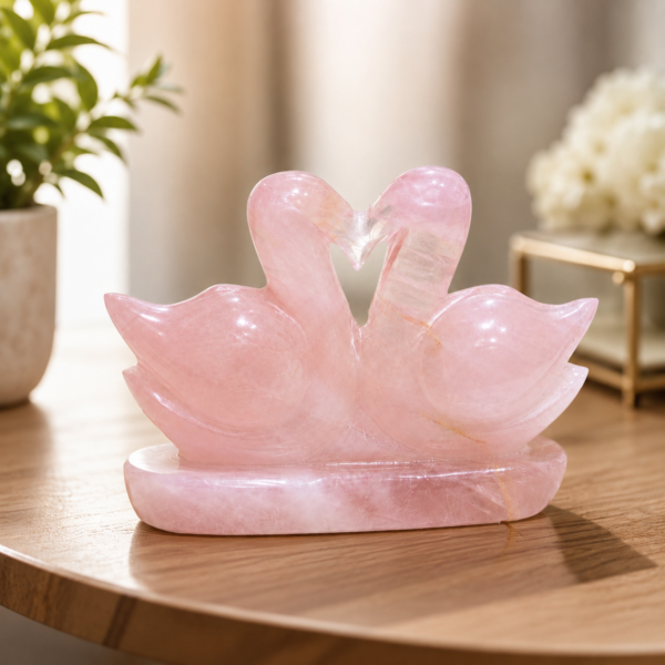 Rose Quartz Duck Couple – Symbol of Love, Harmony & Togetherness