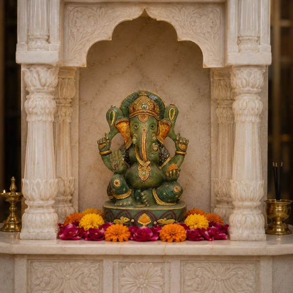 Green Aventurine Ganesh Statue – Divine Luck, Growth & Prosperity