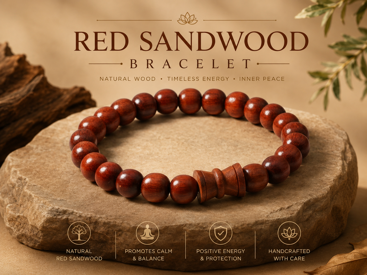 Red Sandalwood Bracelet: Harness Strength, Confidence, and Radiant Energy