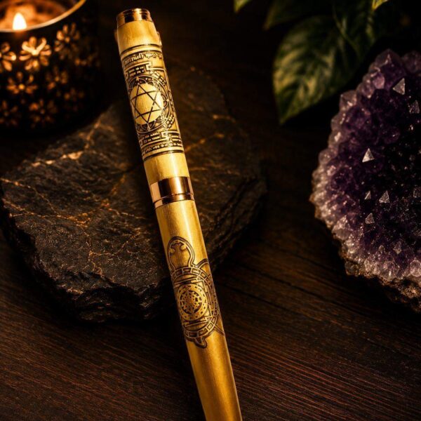 Sacred Yantra Brass Energy Wand PEN – Spiritual Protection & Positive Vibes