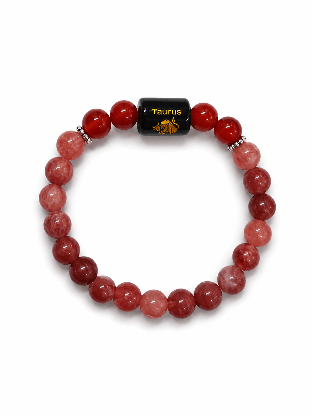 Taurus Zodiac Bracelet – Carnelian & Strawberry Quartz - Image 2