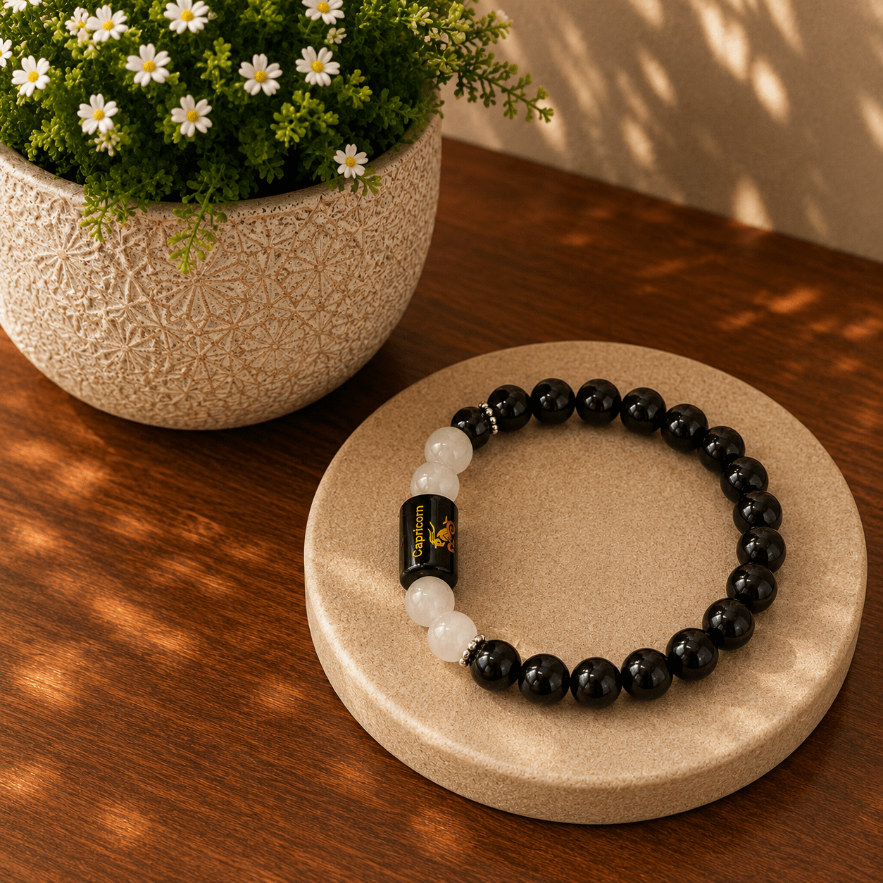 Capricorn Zodiac Bracelet – Black Onyx & Rose Quartz - Image 2