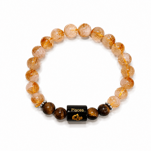 Pisces Zodiac Bracelet – Citrine & Tiger Eye - Image 2