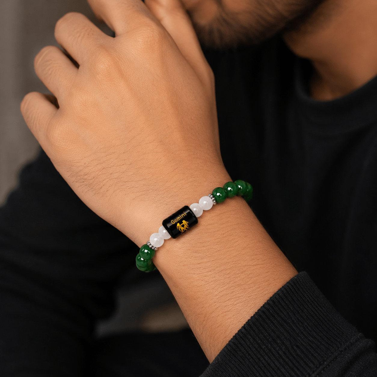 Gemini Zodiac Bracelet – Green Aventurine & Rose Quartz - Image 2