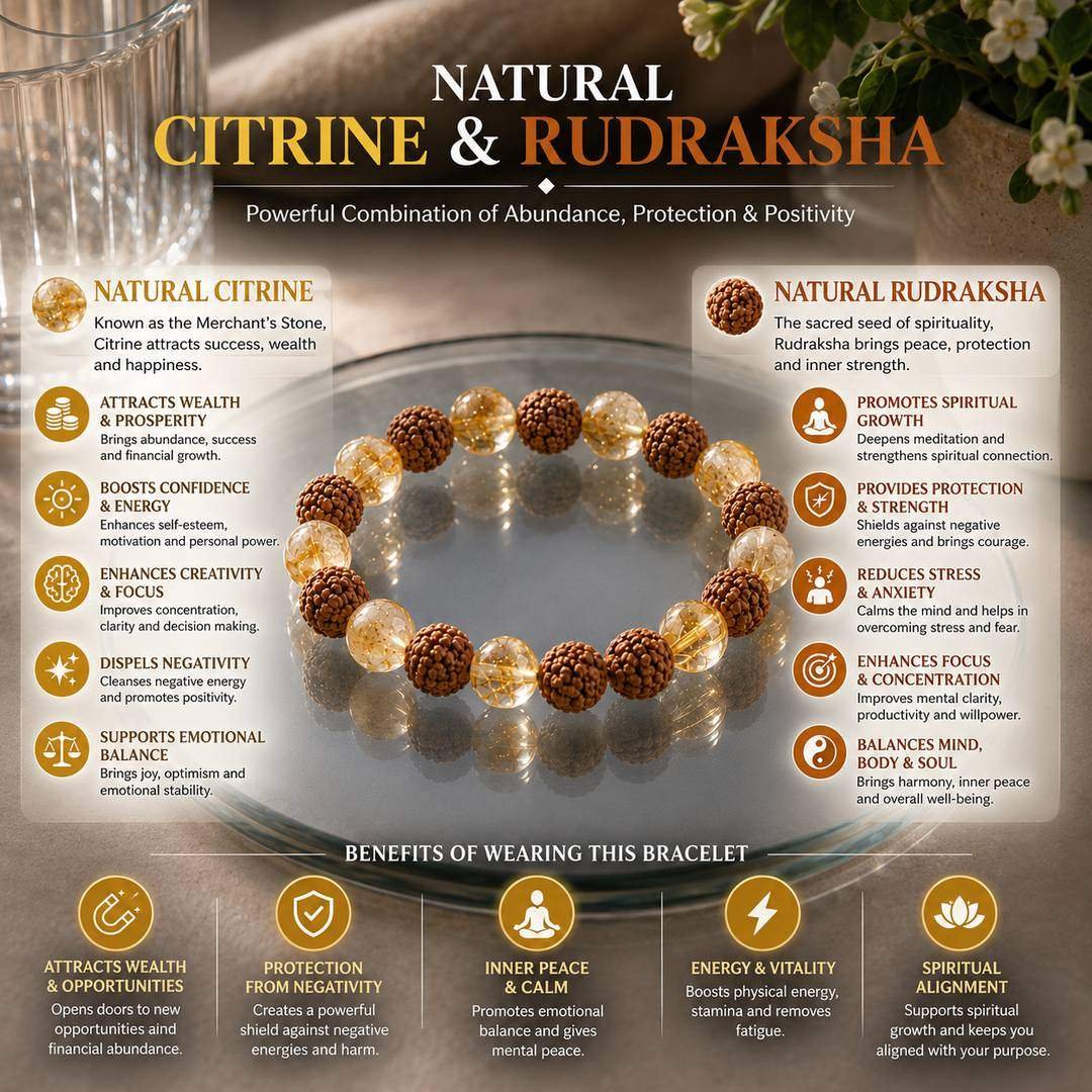 Rudraksha & Clear Quartz Energy Bracelet – Protection, Clarity and Spiritual Balance - Image 2