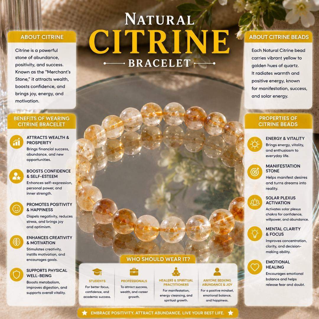 Natural Citrine Stone Bracelet – Prosperity, Confidence & Positive Energy - Image 4