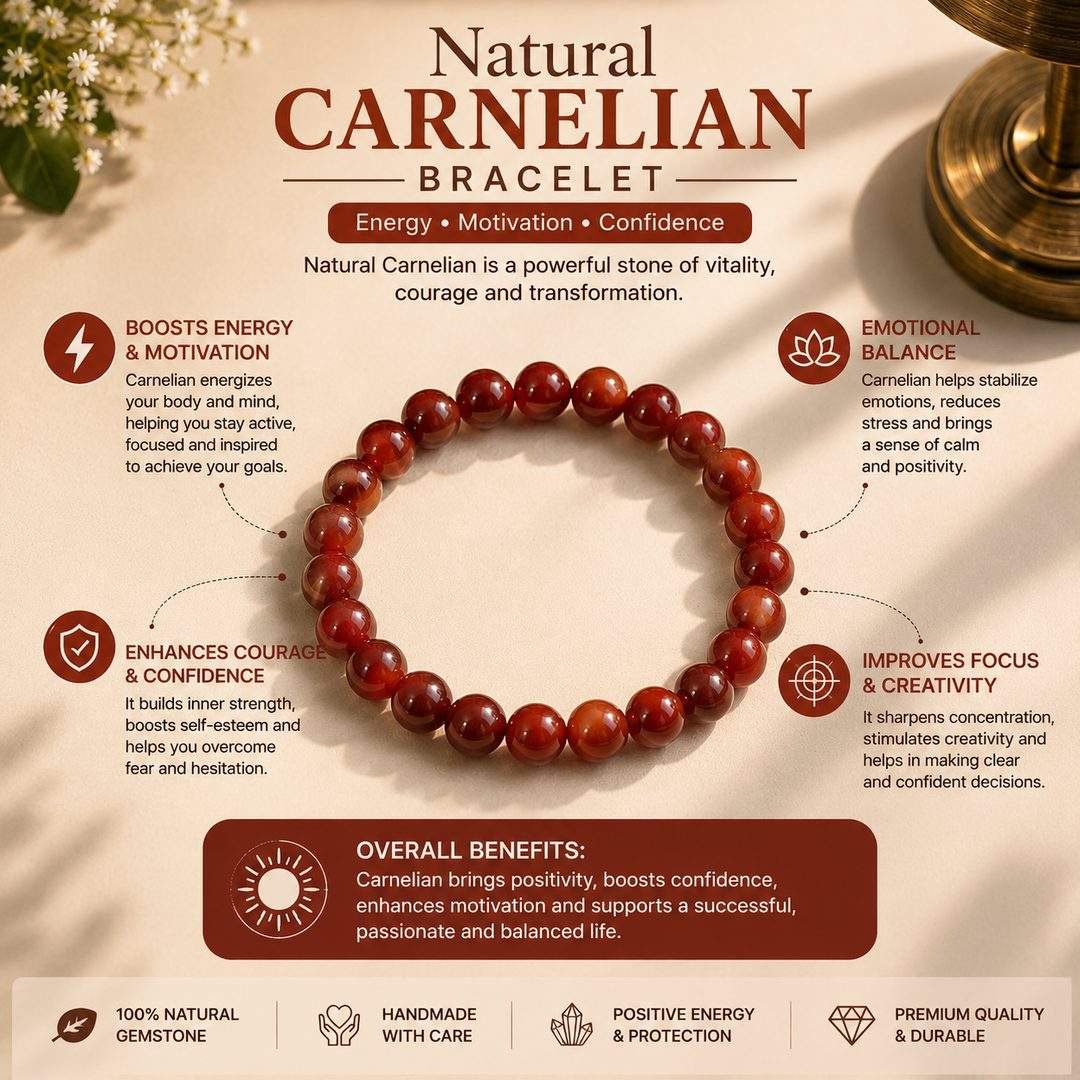 Natural Carnelian Stone Bracelet – Courage, Motivation & Vital Energy - Image 6