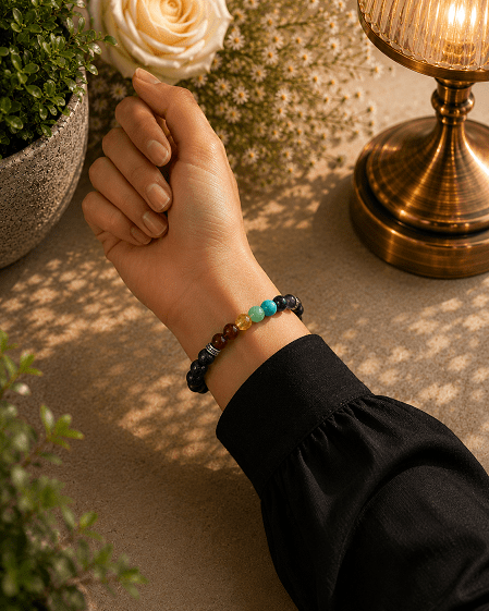 Lava Stone Seven Chakra Bracelet – Grounding, Balance & Positive Energy - Image 3