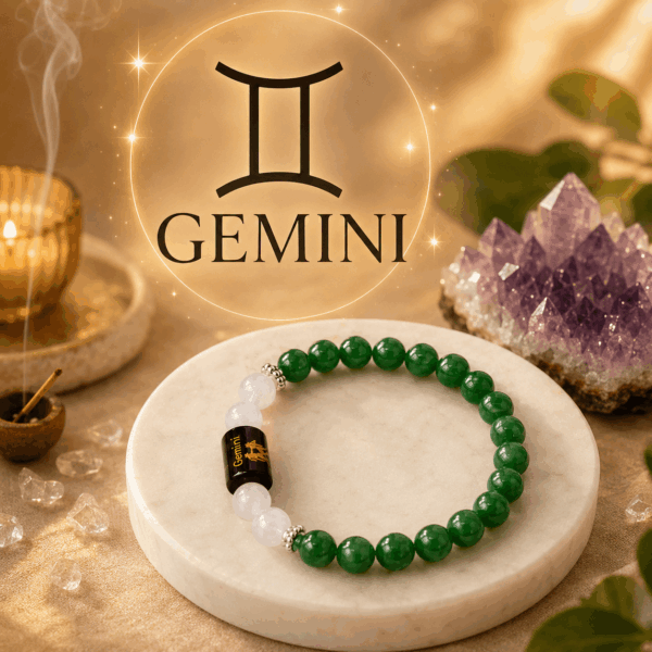 Gemini Zodiac Bracelet – Green Aventurine & Rose Quartz