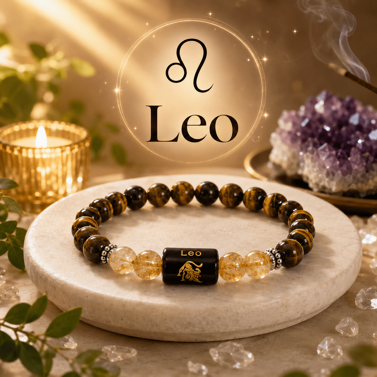 Leo Zodiac Bracelet – Tiger Eye & Citrine